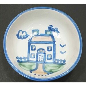 M A Hadley Stoneware Pottery Cereal Soup Bowl HOUSE Design 5.5" Diameter 2" Tall